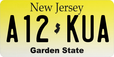 NJ license plate A12KUA