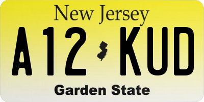 NJ license plate A12KUD