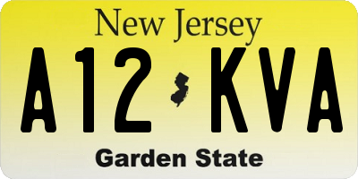 NJ license plate A12KVA