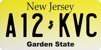 NJ license plate A12KVC