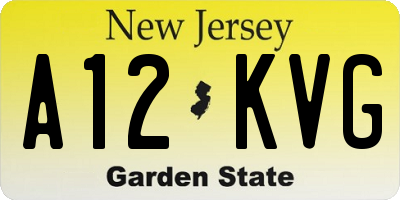 NJ license plate A12KVG