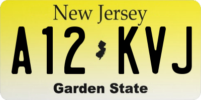 NJ license plate A12KVJ