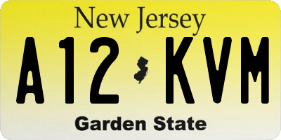 NJ license plate A12KVM