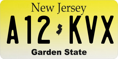 NJ license plate A12KVX