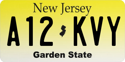 NJ license plate A12KVY