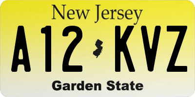 NJ license plate A12KVZ