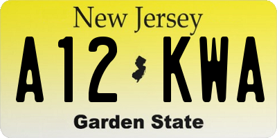 NJ license plate A12KWA