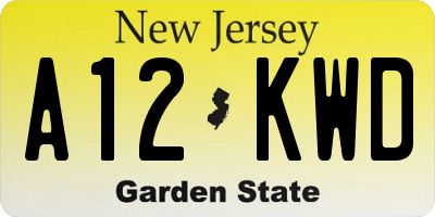 NJ license plate A12KWD
