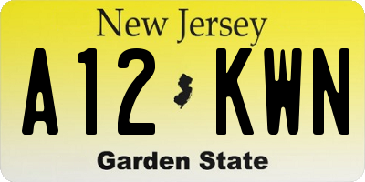 NJ license plate A12KWN