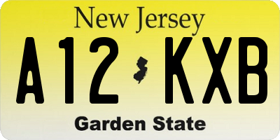 NJ license plate A12KXB