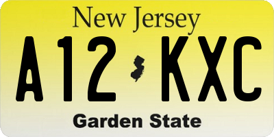 NJ license plate A12KXC