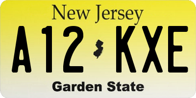NJ license plate A12KXE