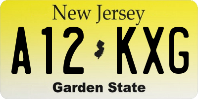NJ license plate A12KXG