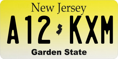 NJ license plate A12KXM