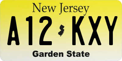 NJ license plate A12KXY