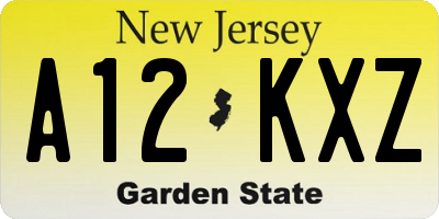 NJ license plate A12KXZ
