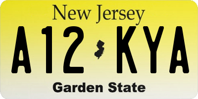 NJ license plate A12KYA