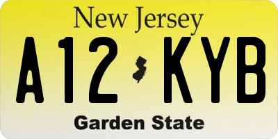 NJ license plate A12KYB