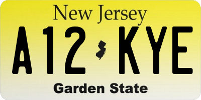 NJ license plate A12KYE