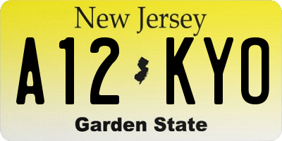 NJ license plate A12KYO