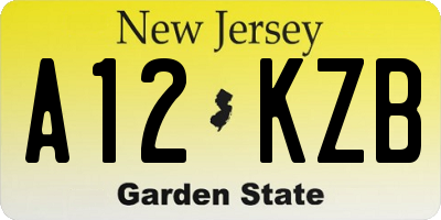NJ license plate A12KZB