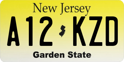 NJ license plate A12KZD