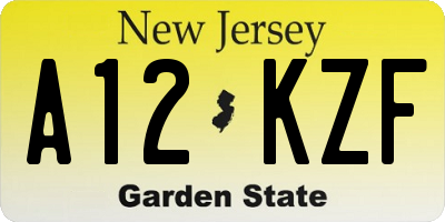NJ license plate A12KZF