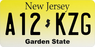 NJ license plate A12KZG