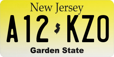 NJ license plate A12KZO