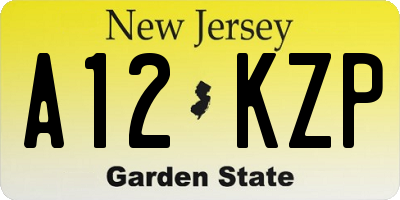 NJ license plate A12KZP