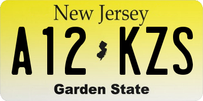 NJ license plate A12KZS