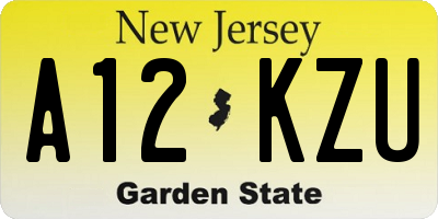 NJ license plate A12KZU
