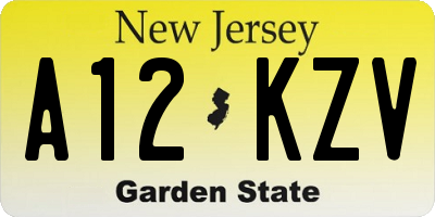 NJ license plate A12KZV