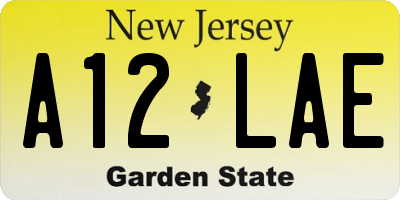 NJ license plate A12LAE