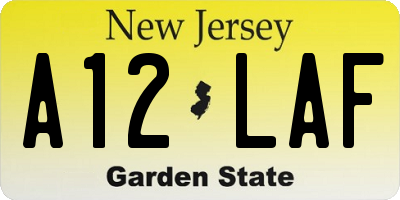 NJ license plate A12LAF