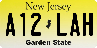 NJ license plate A12LAH
