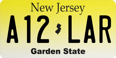 NJ license plate A12LAR