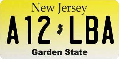 NJ license plate A12LBA