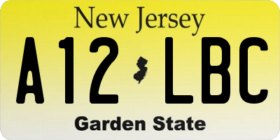 NJ license plate A12LBC