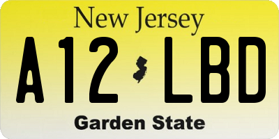 NJ license plate A12LBD