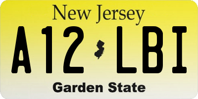 NJ license plate A12LBI