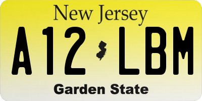 NJ license plate A12LBM