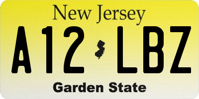 NJ license plate A12LBZ