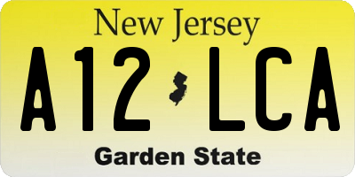 NJ license plate A12LCA