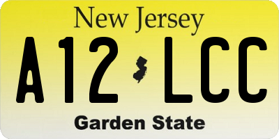NJ license plate A12LCC