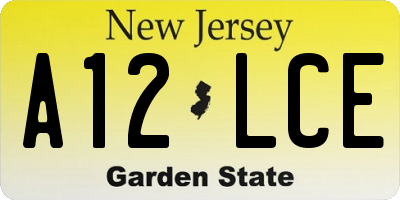 NJ license plate A12LCE