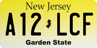 NJ license plate A12LCF