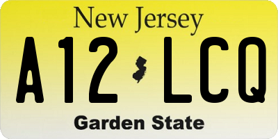 NJ license plate A12LCQ