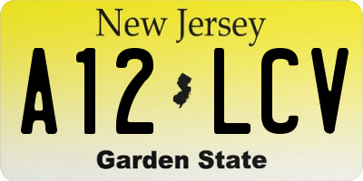 NJ license plate A12LCV