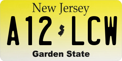 NJ license plate A12LCW